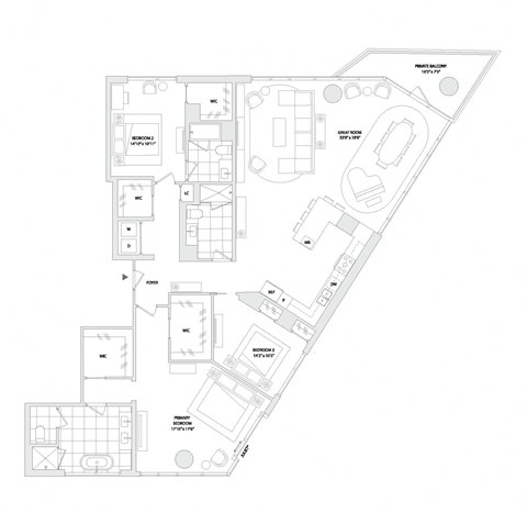 Floor plan for 3 beds, 3 baths, 2575 sqft